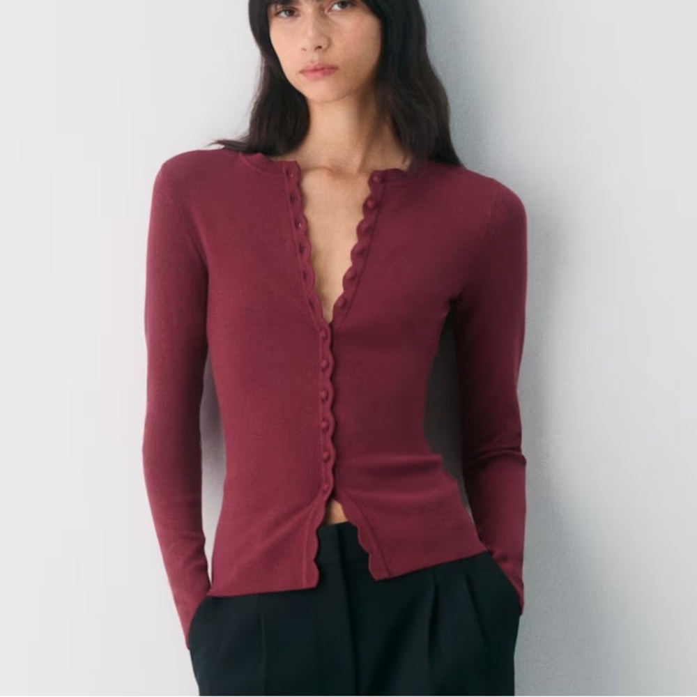 Aritzia Wilfred Burgundy Knit Sweater